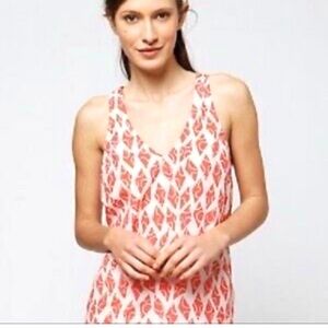 E by Eloise Anthropologie Coral silk blend top medium